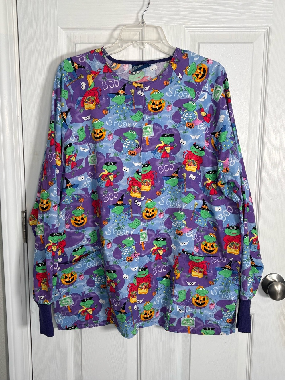 Comfy Cotton Scrubs Halloween Frog Jacket Size XL